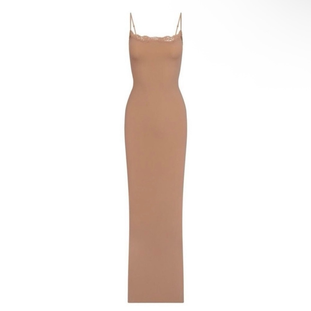 SKIMS Lace Trim Slip Dress in Sienna